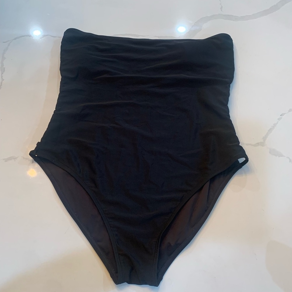 Aeropostale- black strapless cutout swimsuit